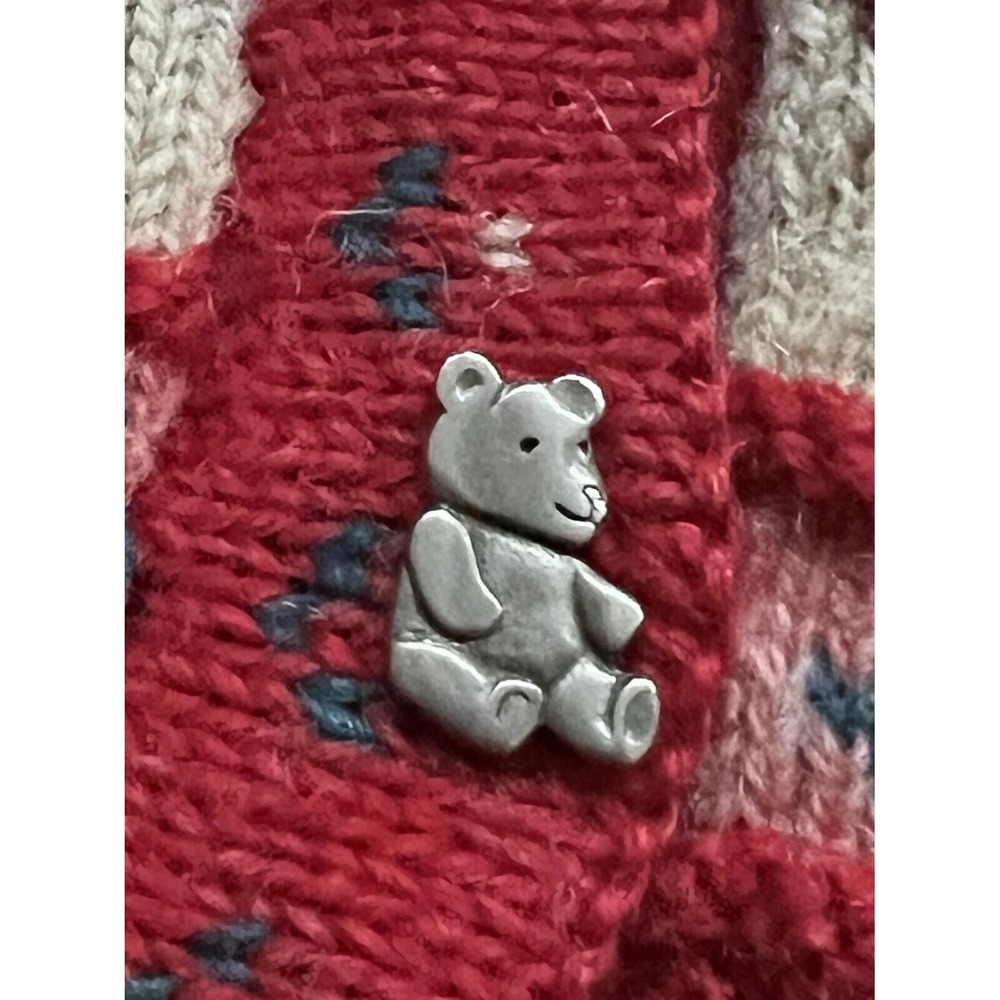 Blueberry Woolens Cardigan Vest Red Teddy Bear Knit Wool Vintage Medium - Picture 6 of 6